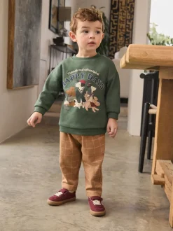 Sets En Combisets|Truien En Breisels*Next Groen/bruine hond - Set met sweatshirt en joggingbroek (3mnd -7jr)