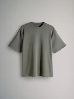Loungewear*The Set - 4 Pack Short Sleeve Cotton T-Shirts Groen/Bruin/Zwart