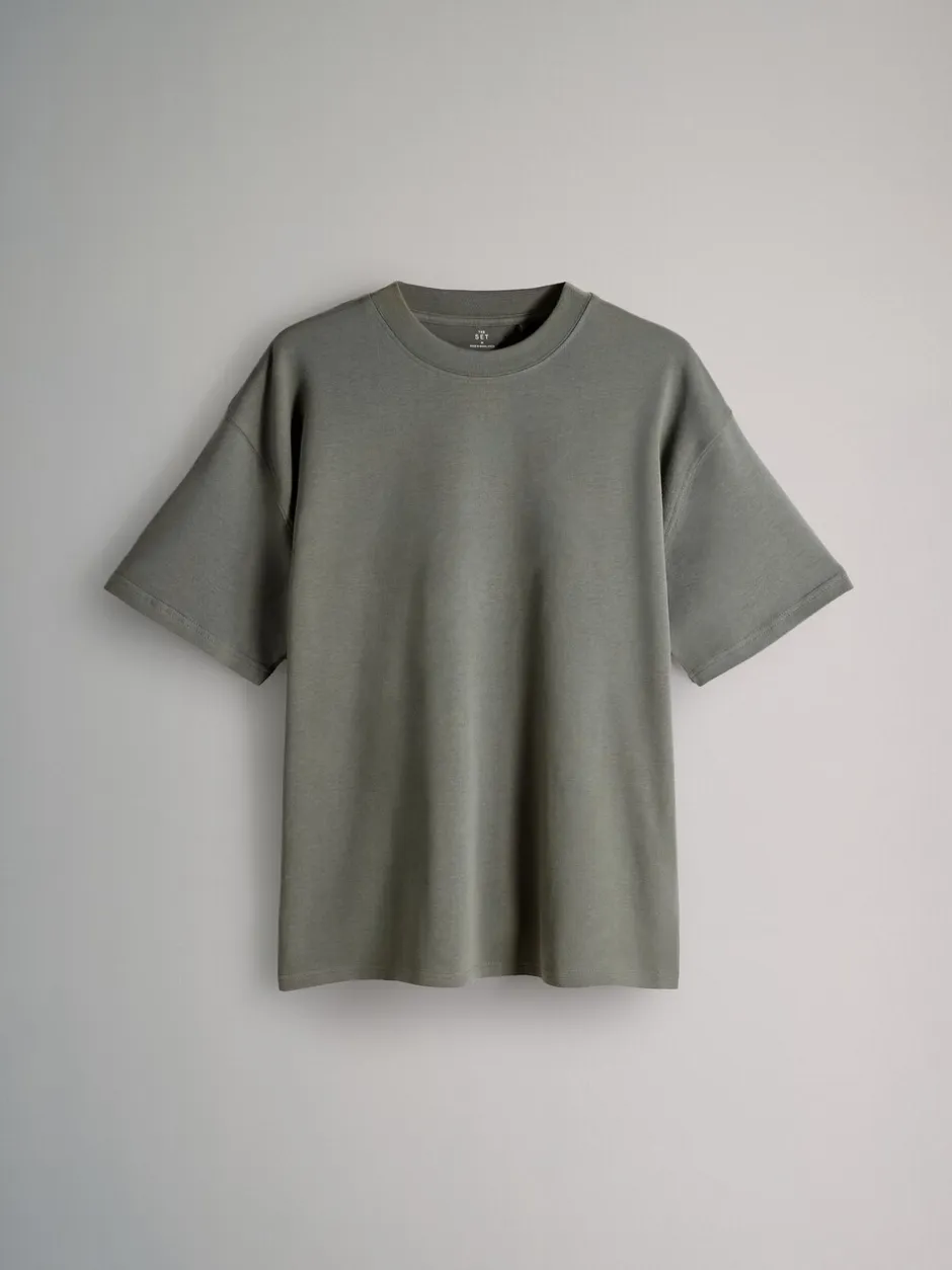 Loungewear*The Set - 4 Pack Short Sleeve Cotton T-Shirts Groen/Bruin/Zwart