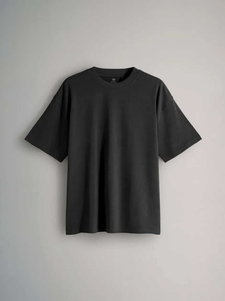 Loungewear*The Set - 4 Pack Short Sleeve Cotton T-Shirts Groen/Bruin/Zwart