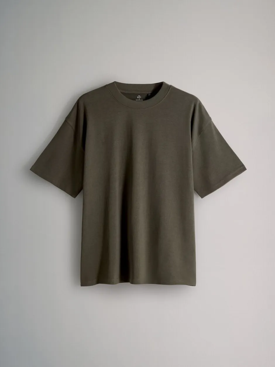 Loungewear*The Set - 4 Pack Short Sleeve Cotton T-Shirts Groen/Bruin/Zwart