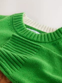 Gebreide Kleding*Next - Trui met ronde hals en lange mouwen met wol Groene Croissant Grafisch Ontwerp