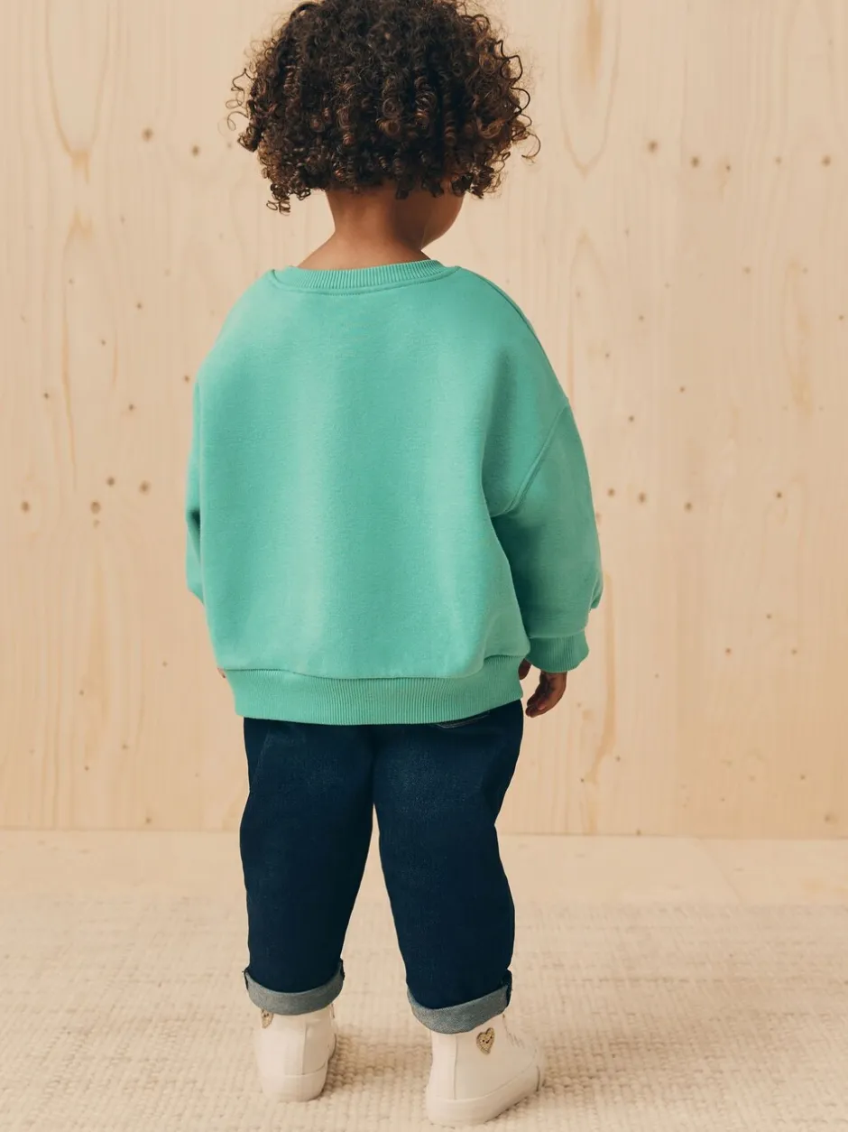 Sweaters En Hoody´S|Next Groene kat - Sweatshirt met ronde hals (3 mnd-7 jr)