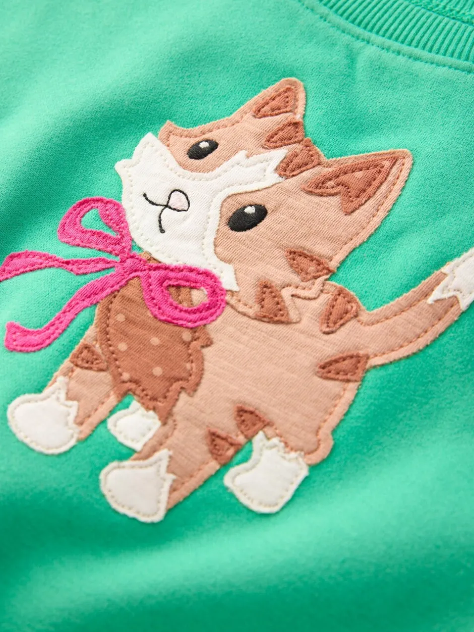 Sweaters En Hoody´S|Next Groene kat - Sweatshirt met ronde hals (3 mnd-7 jr)