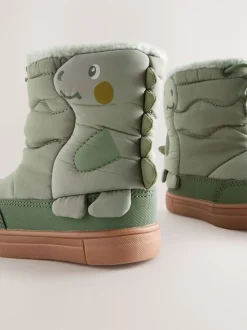 Boots*Next Groene Khaki Dino - Thermal Thinsulate™ gevoerde doorgestikte waterbestendige laarzen