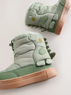 Boots*Next Groene Khaki Dino - Thermal Thinsulate™ gevoerde doorgestikte waterbestendige laarzen