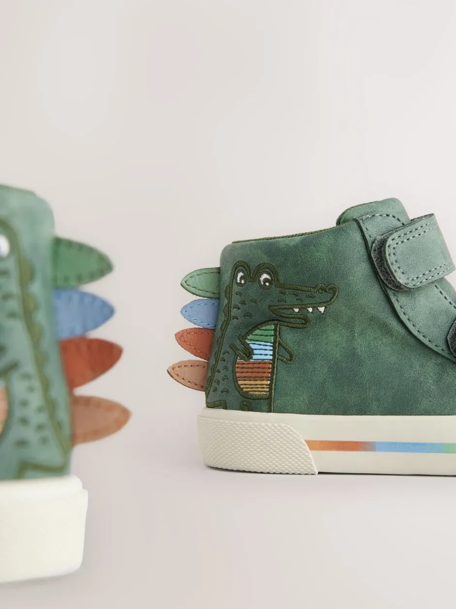 Boots*Next - Hoge schoenen met klittenbandsluiting Groene krokodil