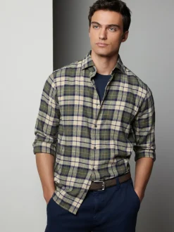 Shirts*Next - Geborsteld flanellen overhemd Groene ruit