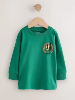 T-Shirts|Tops|Next Groene scène - T-shirt met lange mouwen en print op de rug (3mnd -8jr)