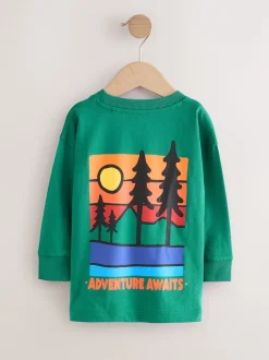 T-Shirts|Tops|Next Groene scène - T-shirt met lange mouwen en print op de rug (3mnd -8jr)