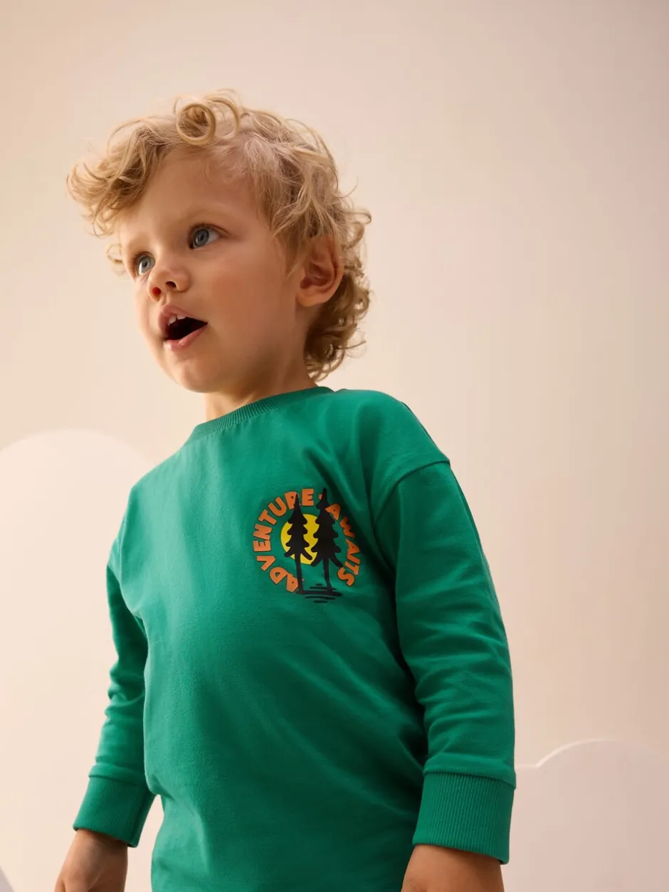 T-Shirts|Tops|Next Groene scène - T-shirt met lange mouwen en print op de rug (3mnd -8jr)