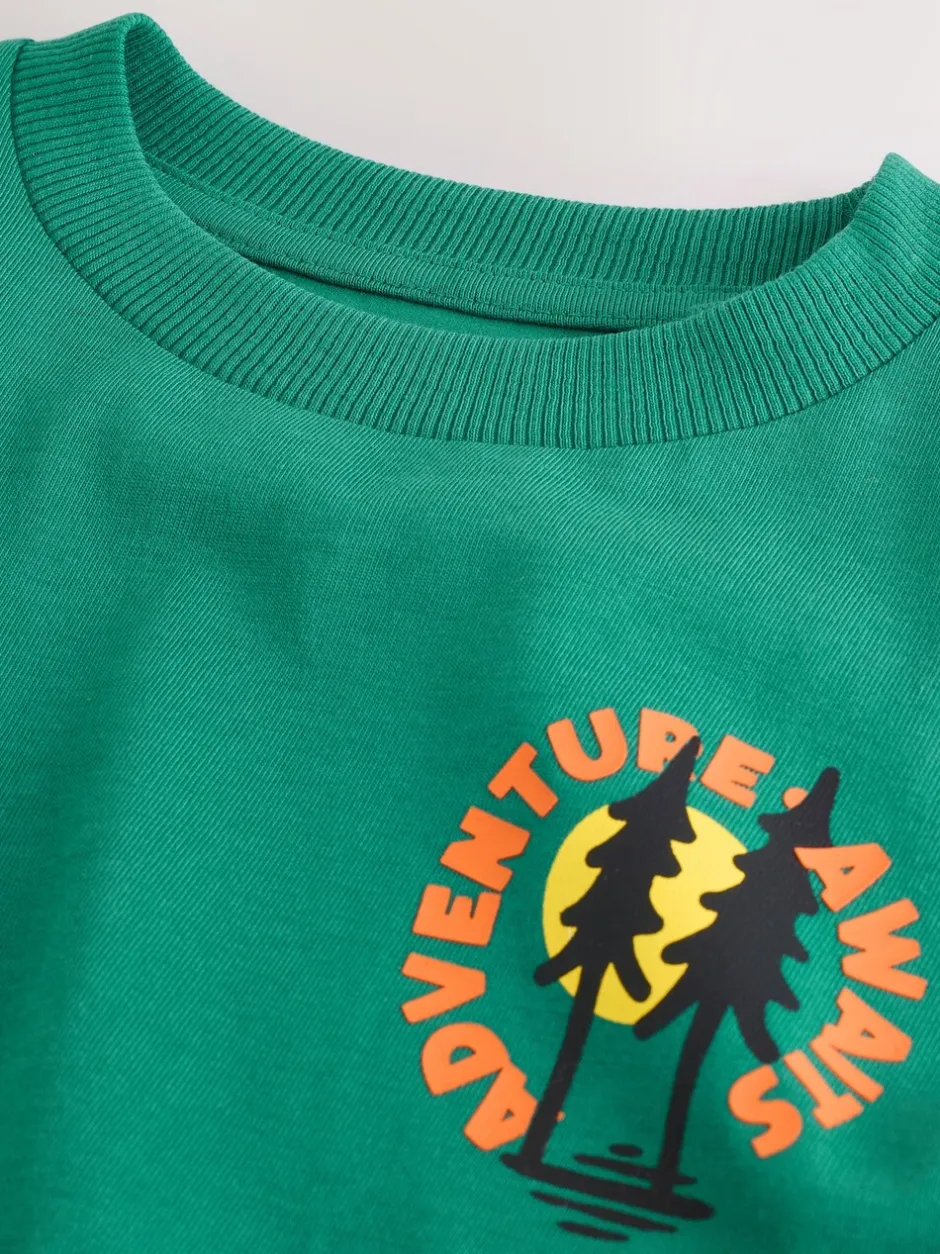 T-Shirts|Tops|Next Groene scène - T-shirt met lange mouwen en print op de rug (3mnd -8jr)