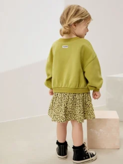 Jurken|Jurken*Next - Sweatjurk met mesh rok (3mnd -7jr) Groene wortel