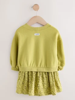 Jurken|Jurken*Next - Sweatjurk met mesh rok (3mnd -7jr) Groene wortel