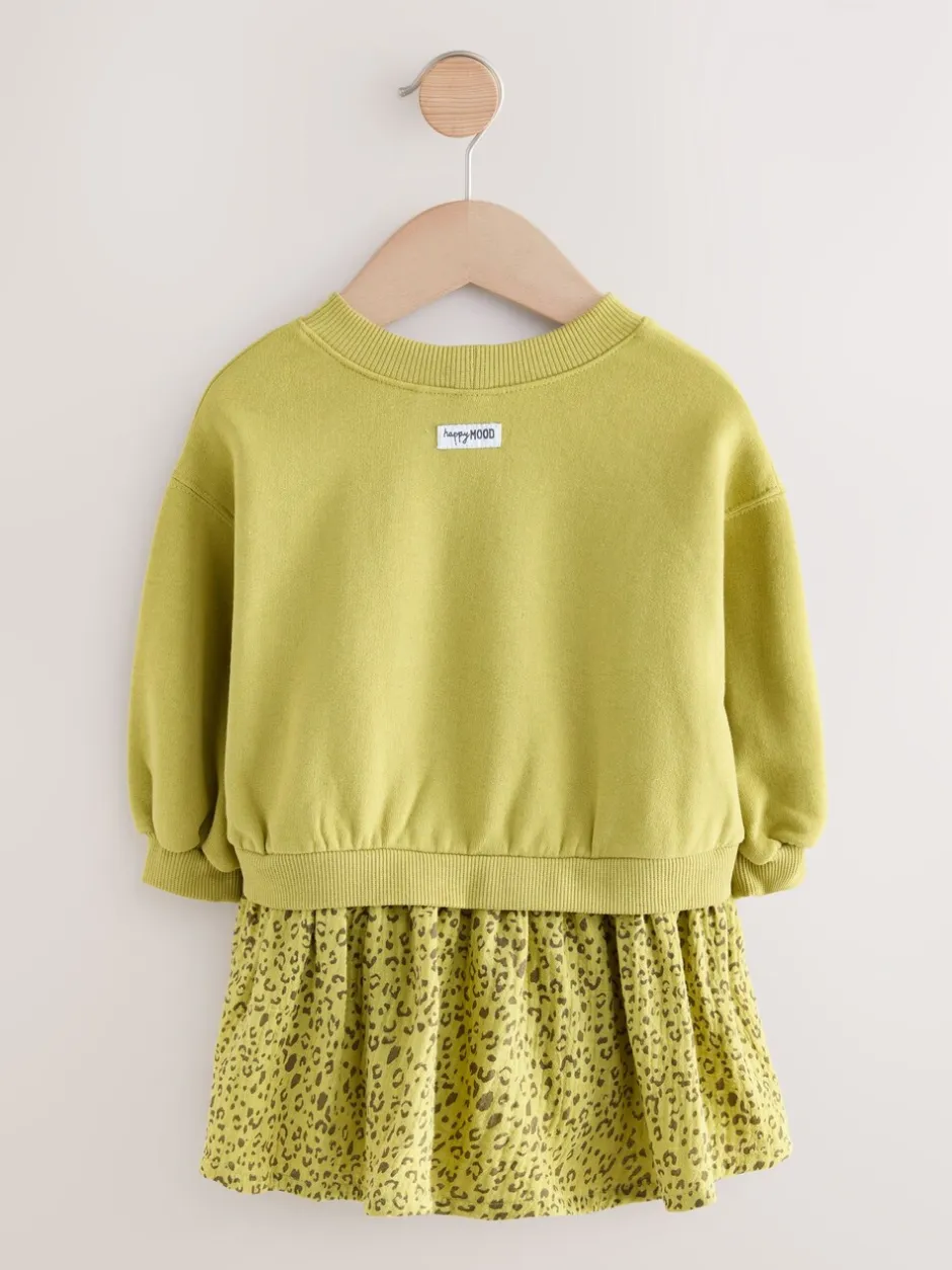 Jurken|Jurken*Next - Sweatjurk met mesh rok (3mnd -7jr) Groene wortel