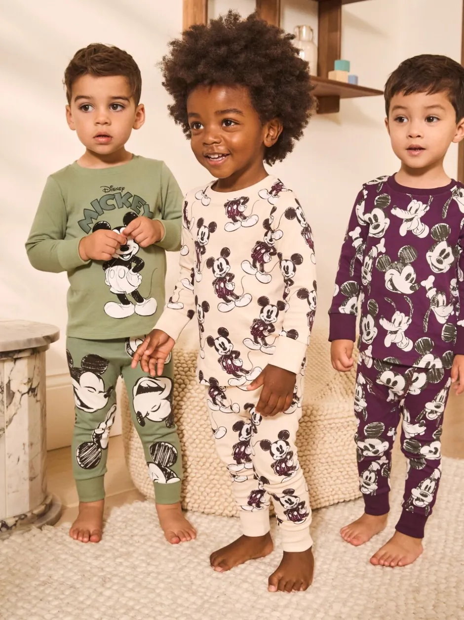Pyjama's|Nachtkleding En Pyjama's*Next Groen/Ecru Mickey Mouse - Gelicentieerde knusse pyjama's 3 pack (9mnd -10jr)
