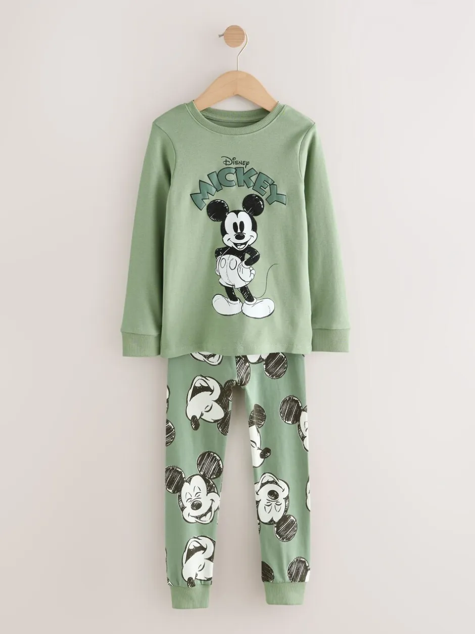 Pyjama's|Nachtkleding En Pyjama's*Next Groen/Ecru Mickey Mouse - Gelicentieerde knusse pyjama's 3 pack (9mnd -10jr)