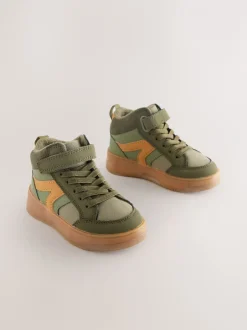 Boots|Next - Hoge sneakers met klittenbandsluiting en elastische veters Groen-kaki