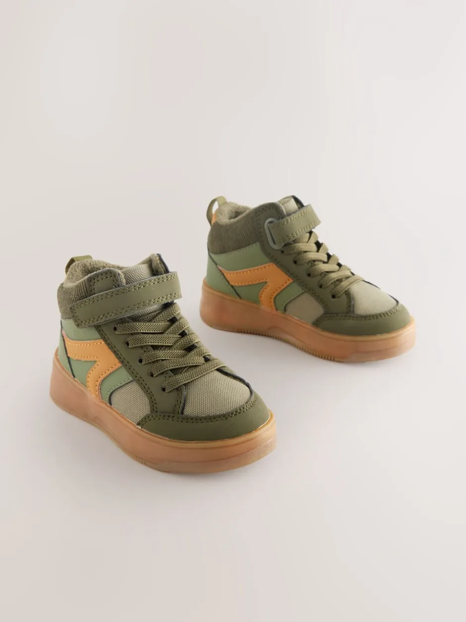 Boots|Next - Hoge sneakers met klittenbandsluiting en elastische veters Groen-kaki
