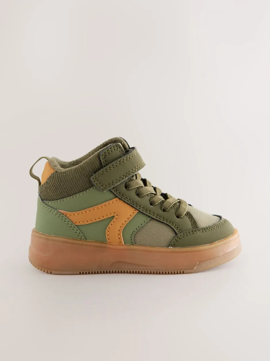 Boots|Next - Hoge sneakers met klittenbandsluiting en elastische veters Groen-kaki