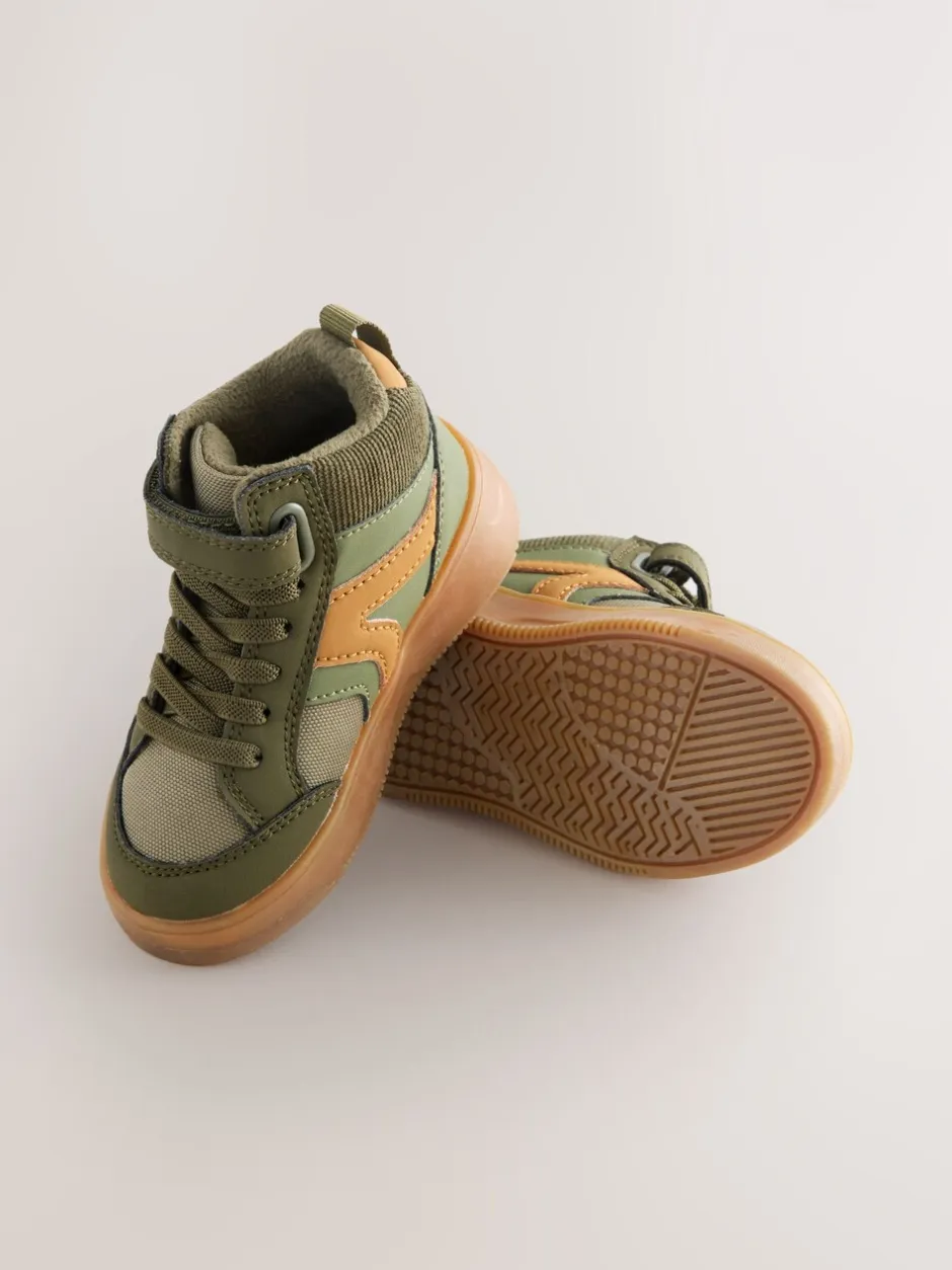 Boots|Next - Hoge sneakers met klittenbandsluiting en elastische veters Groen-kaki
