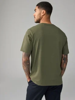Loungewear|Next Groen-kaki - Normale Pasvorm - Essentieel katoenen T-shirt met ronde hals