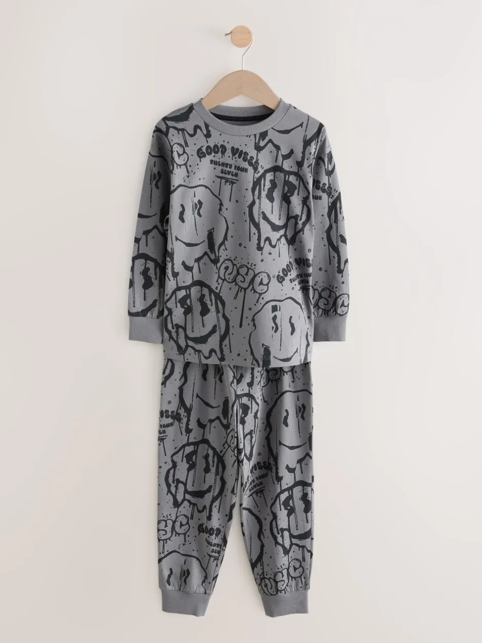 Pyjama's|Nachtkleding En Pyjama's|Next Groen/oranje graffiti-schedel - Verpakking van 3 pyjama's met lange mouwen (3-16 jr)