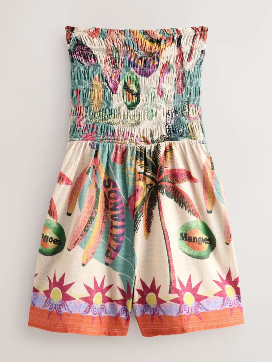 Jumpsuits En Playsuits*Next - Bandeau playsuit met plooien Groen/roze