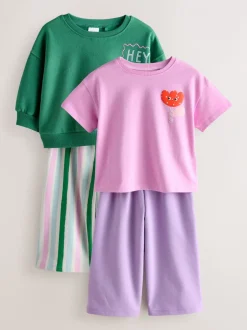 Tops|Sets En Combisets|Next - Set van 2 tops en broeken (3mnd -7jr) Groen/roze