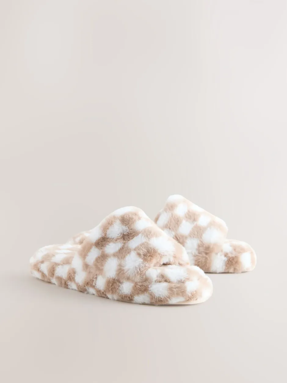 Pantoffels*Next Groen/wit - Checked Slider Slippers
