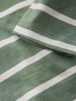 Tops|T-Shirts|Next Groen/wit gestreepte safari - T-shirt met applicatie en lange mouwen (3 mnd-7 jr)
