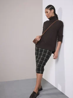 Rokken*Next Groen/zwart - Check Brushed Pencil Skirt