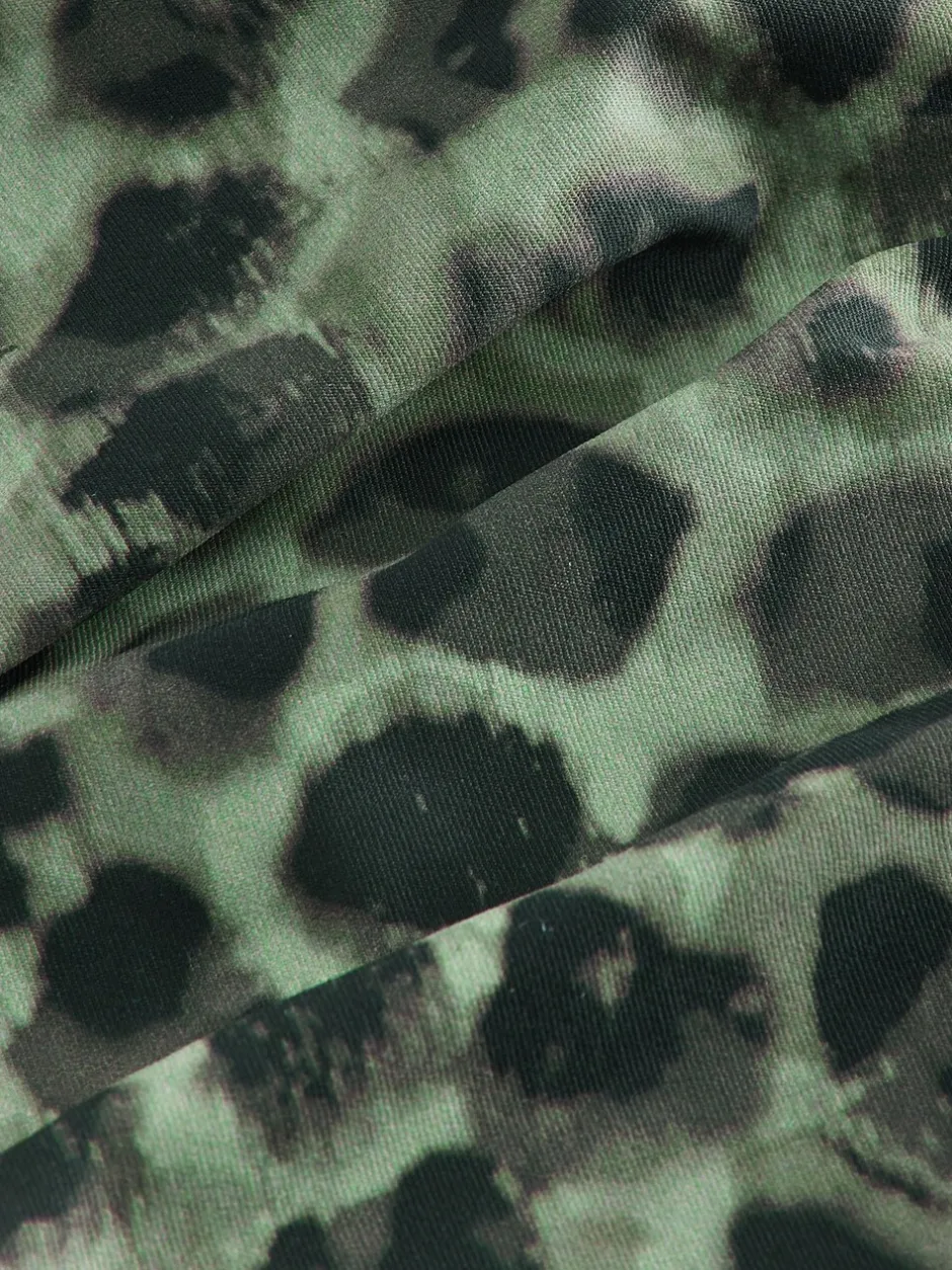 Badkleding|Next Groen/Zwart luipaardprint - Halterbadpak met buikcorrectie