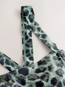 Badkleding*Next Groen/Zwart luipaardprint - Buikcorrigerende zwemjurk