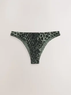 Badkleding|Next Groen/Zwart luipaardprint - Hoog opgesneden Braziliaans bikinibroekje