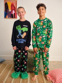 Pyjama's|Nachtkleding En Pyjama's|Next Groen/zwart Minecraft - Licentie Joggingbroeken Pyjama's 2 verpakking (5-16jr)