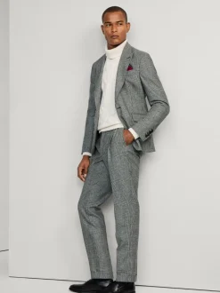 Formele Broek*Hackett Hack Glen Check Peak Lapel Black Trouser
