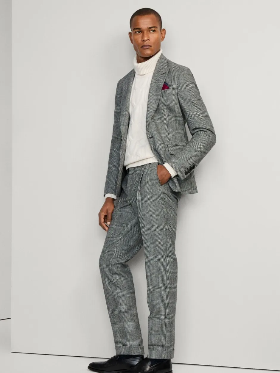 Formele Broek*Hackett Hack Glen Check Peak Lapel Black Trouser