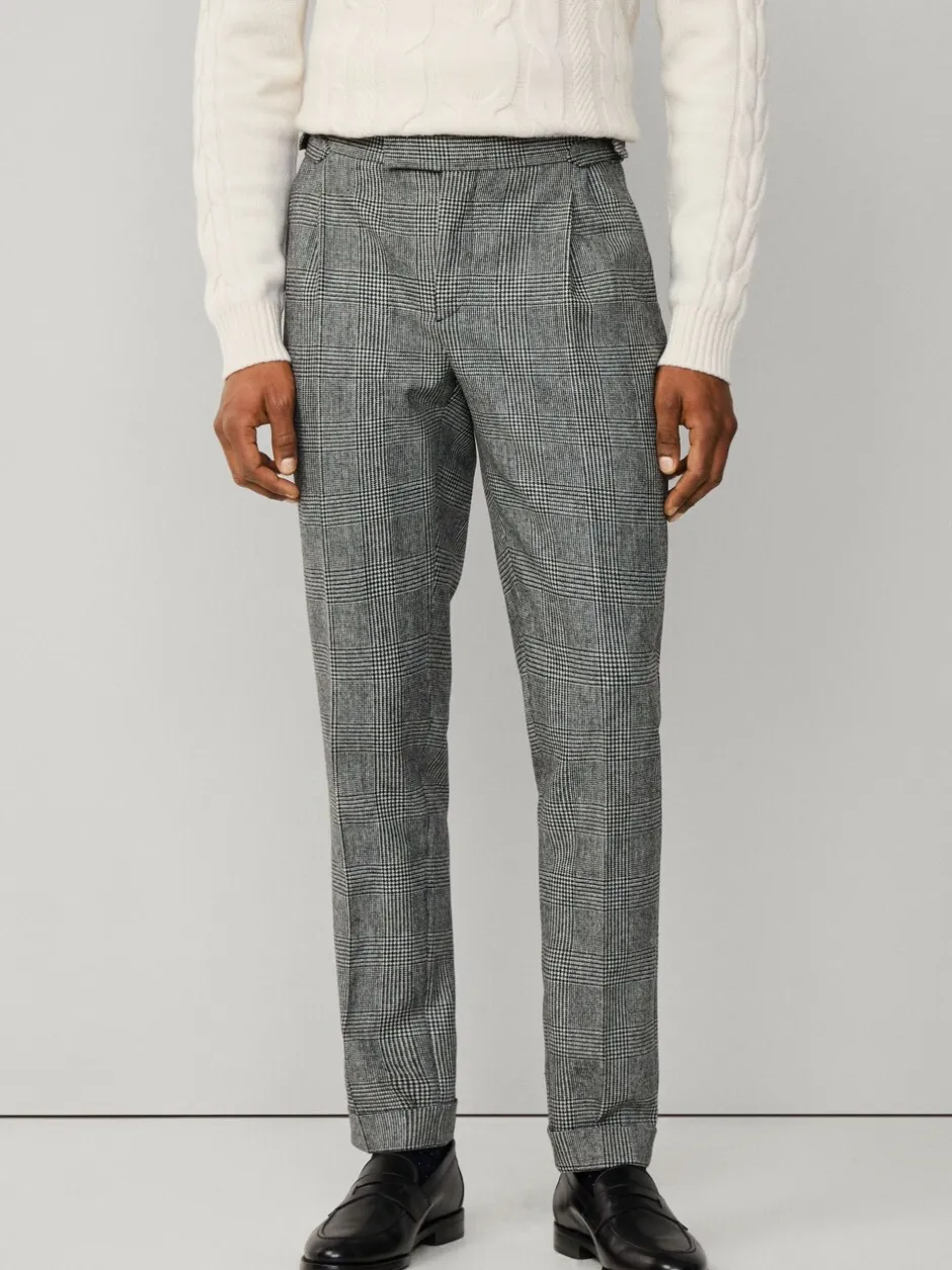 Formele Broek*Hackett Hack Glen Check Peak Lapel Black Trouser
