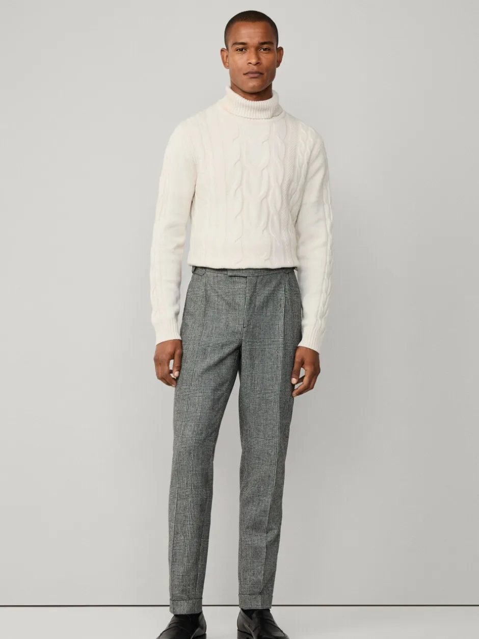 Formele Broek*Hackett Hack Glen Check Peak Lapel Black Trouser