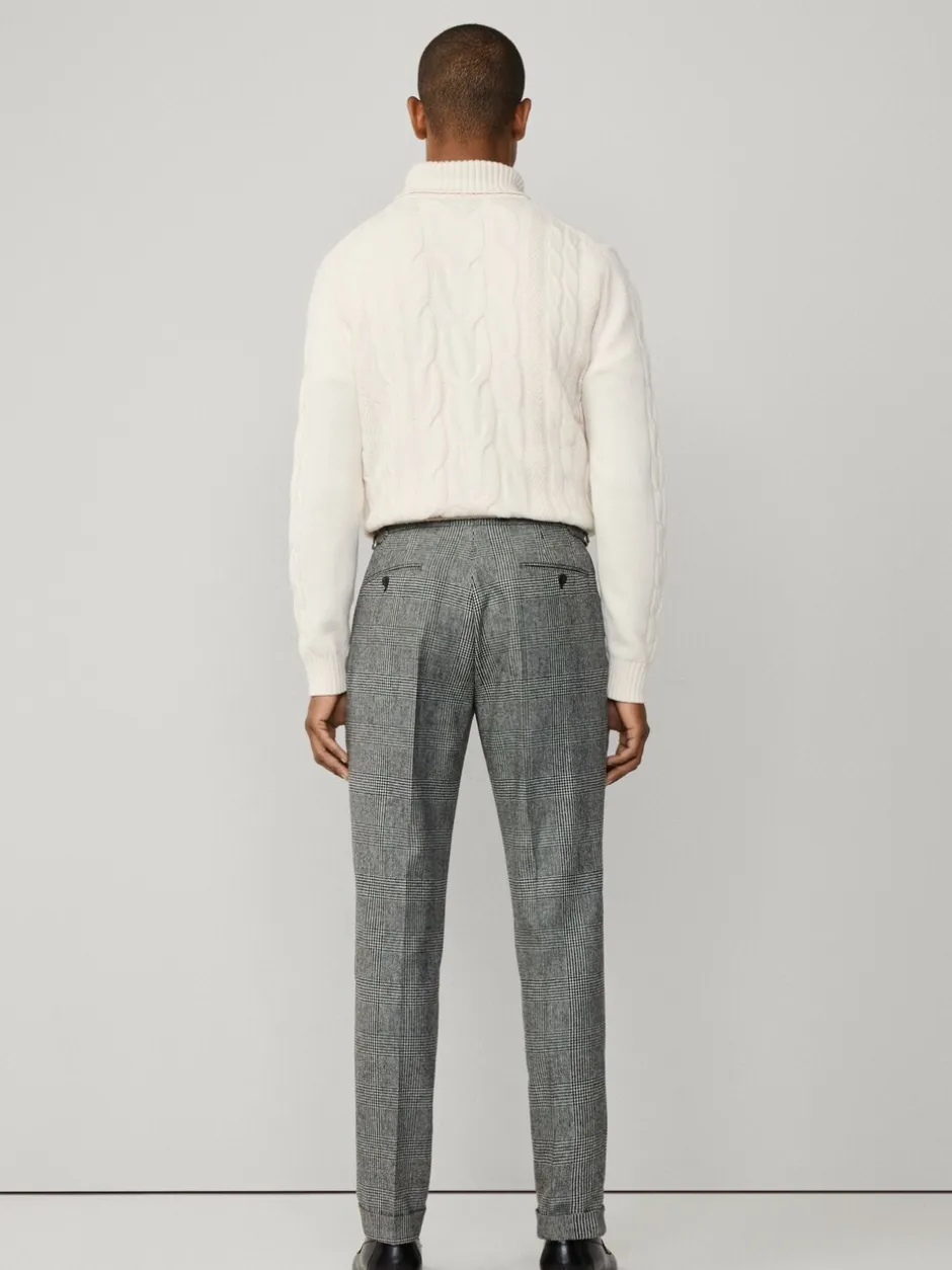 Formele Broek*Hackett Hack Glen Check Peak Lapel Black Trouser