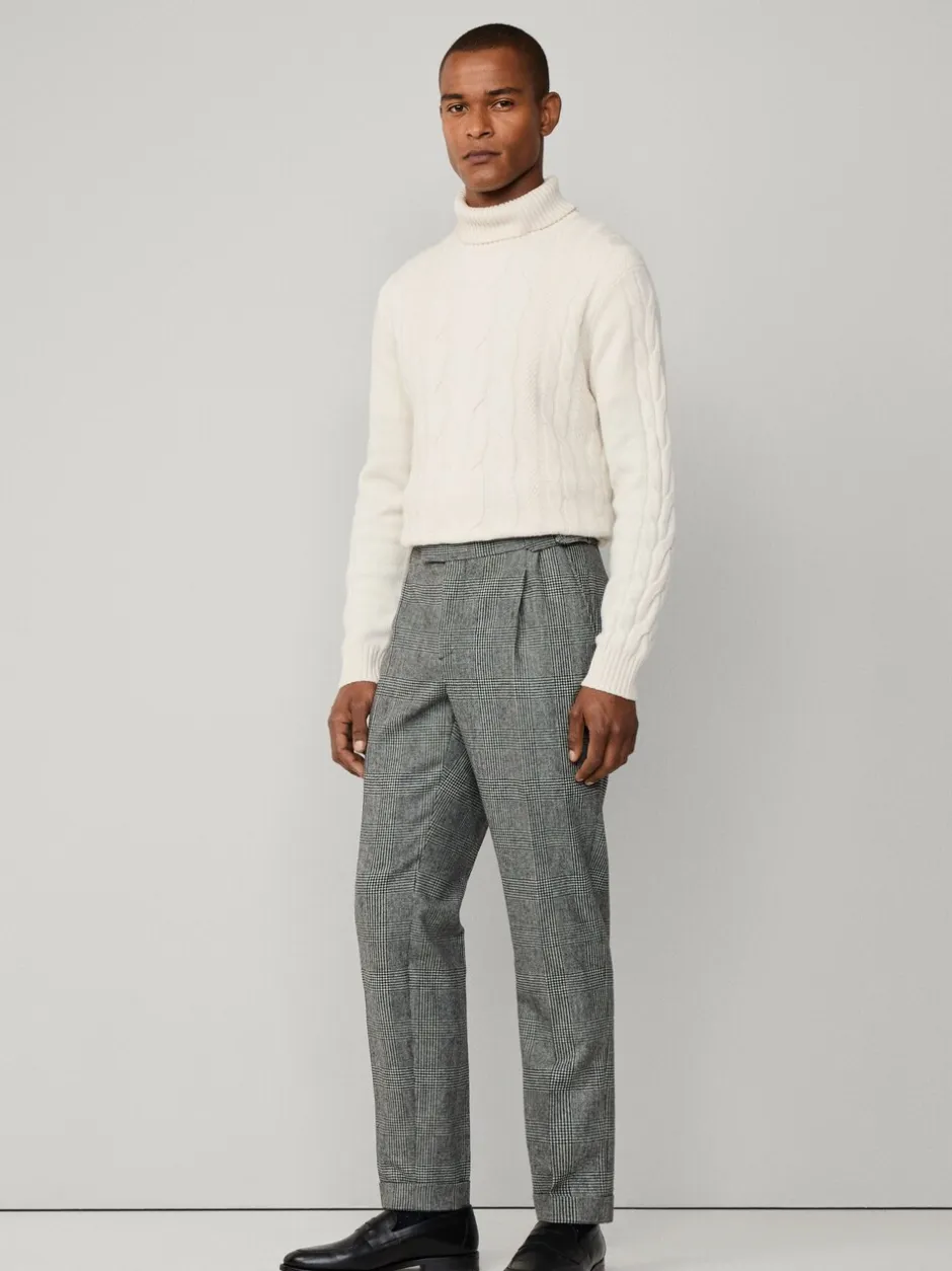 Formele Broek*Hackett Hack Glen Check Peak Lapel Black Trouser