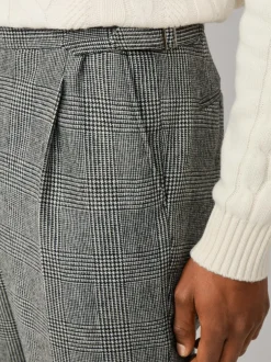 Formele Broek*Hackett Hack Glen Check Peak Lapel Black Trouser