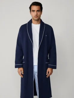 Kamerjassen En Badjassen|Hackett Blue Pure Cotton Waffle Robe