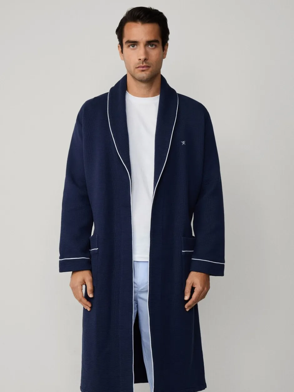 Kamerjassen En Badjassen|Hackett Blue Pure Cotton Waffle Robe