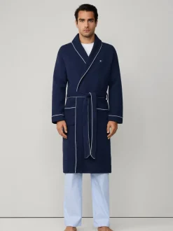 Kamerjassen En Badjassen|Hackett Blue Pure Cotton Waffle Robe