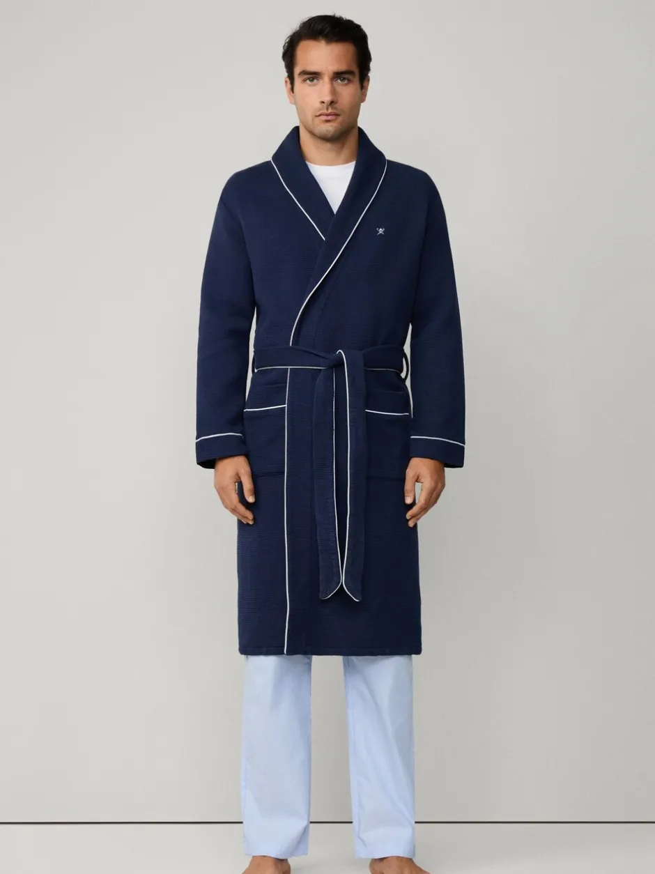 Kamerjassen En Badjassen|Hackett Blue Pure Cotton Waffle Robe