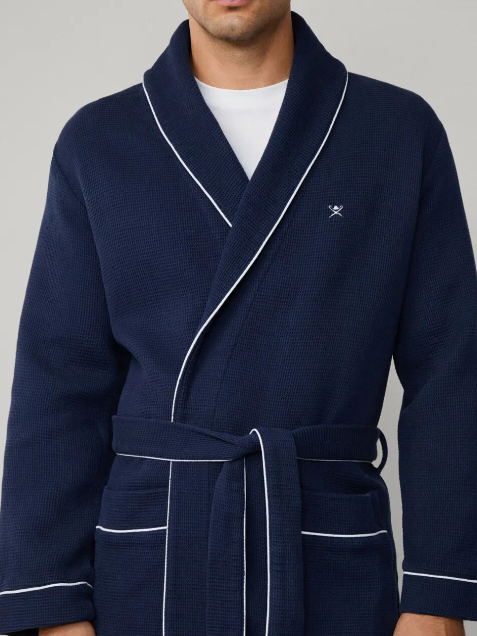 Kamerjassen En Badjassen|Hackett Blue Pure Cotton Waffle Robe