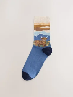 Sokken En Panty's*Next - Warm Handle Cotton Ankle Socks 2 Pack Hamish The Highland Cow Scene