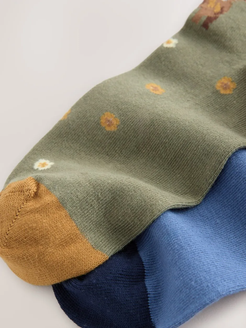 Sokken En Panty's*Next - Warm Handle Cotton Ankle Socks 2 Pack Hamish The Highland Cow Scene